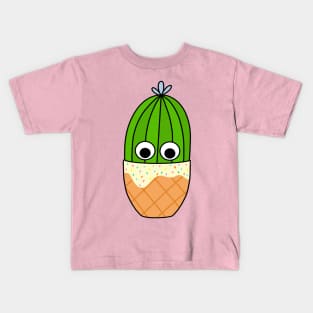 Cute Cactus Design #222: Cactus In Waffle Cone Pot Kids T-Shirt